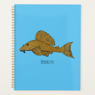 Pleco fish cartoon illustration planner