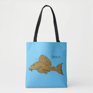 Pleco fish cartoon illustration tote bag