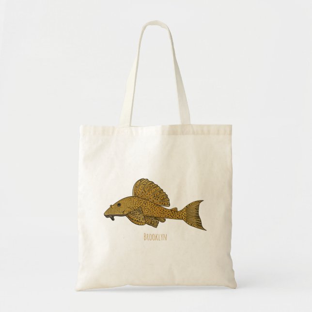 Pleco fish cartoon illustration  tote bag (Front)