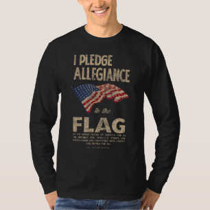 Pledge of Allegiance American Flag Distressed Grap T-Shirt
