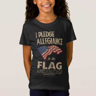 Pledge of Allegiance American Flag Distressed Grap T-Shirt