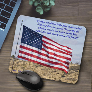 Pledge of Allegiance   Scenic American Flag Photo Mouse Mat