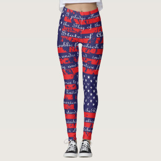 Pledge of Allegiance USA Flag Leggings
