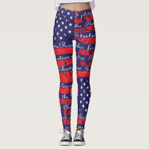 Pledge of Allegiance USA Flag Leggings