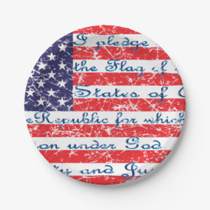 Pledge of Allegiance USA Flag Paper Plate