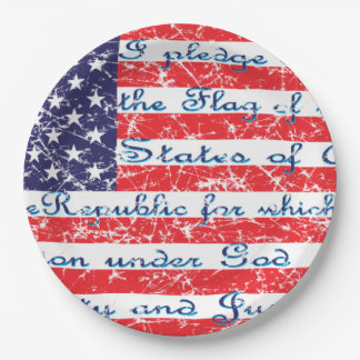 Pledge of Allegiance USA Flag Paper Plate