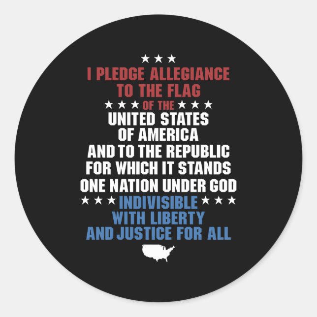 Pledge Of Allegiance Usa United States America Pat Classic Round Sticker (Front)