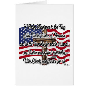 Pledge of Allegiance with US Flag and Cross