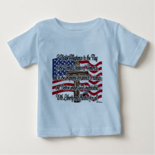 Pledge of Allegiance with US Flag and Cross Baby T-Shirt