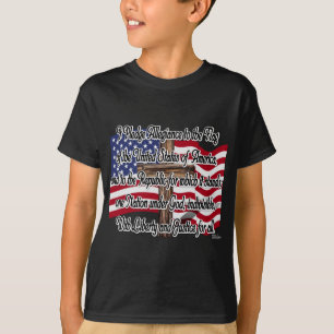 Pledge of Allegiance with US Flag and Cross T-Shirt