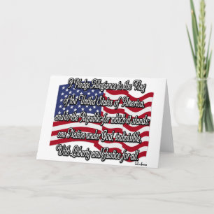 Pledge of Allegiance with US Flag Card