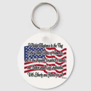 Pledge of Allegiance with US Flag Key Ring