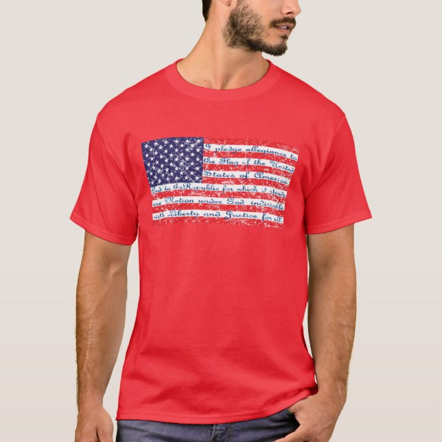 Pledge of Allegience in the USA Flag T-Shirt (Front)