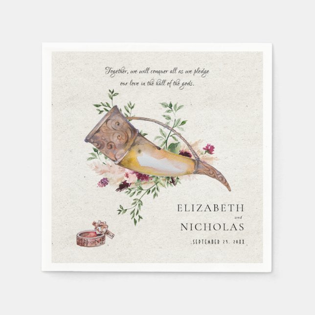 Pledge Our Love | Elegant Viking Wedding Napkins (Front)