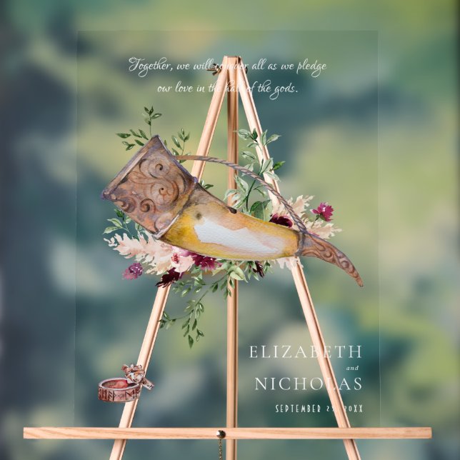 Pledge Our Love | Elegant Viking Wedding Welcome Acrylic Sign (Neutral)