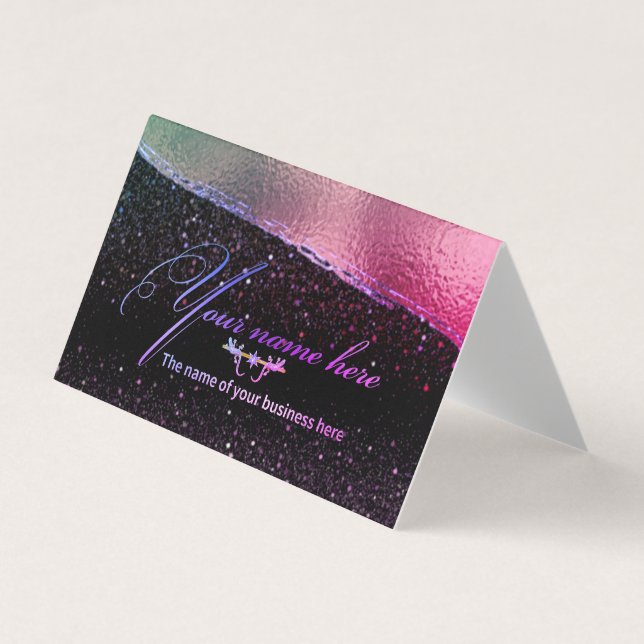 plegada personalizada multicolor con purpurina business card (Front)