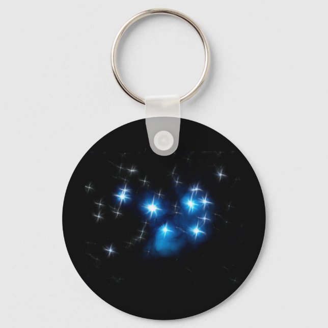 Pleiades Blue Star Cluster Key Ring (Front)