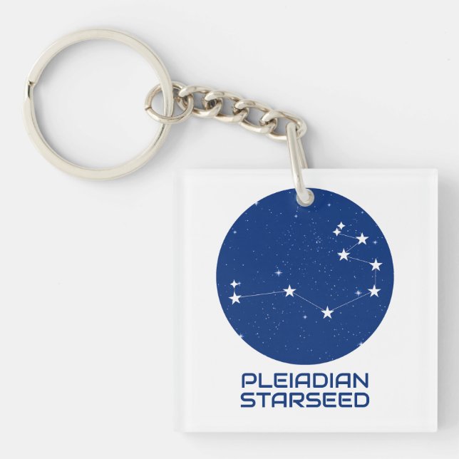 Pleiadian Starseed Keychain – Light & Cosmic Blue (Front)