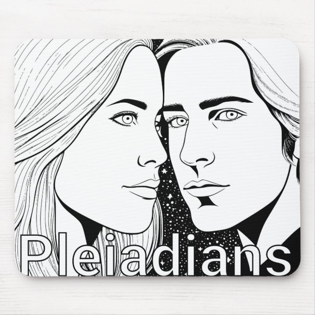 Pleiadians Tall Extraterrestrials Female and Male Mouse Mat (Front)