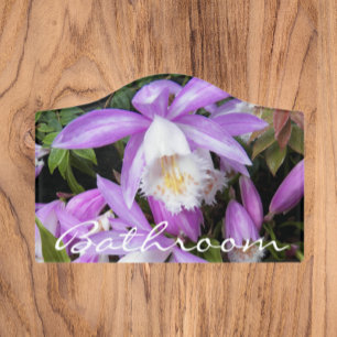 Pleione Windowsill Orchids Floral Bathroom Door Sign