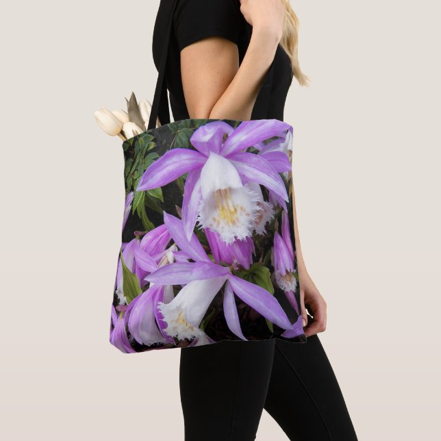 Pleione Windowsill Orchids Floral Tote Bag (Close Up)