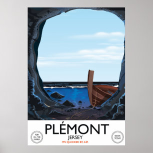Plémont Caves,Jersey vintage travel poster