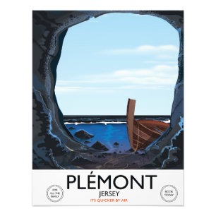 Plémont Caves,Jersey vintage travel poster