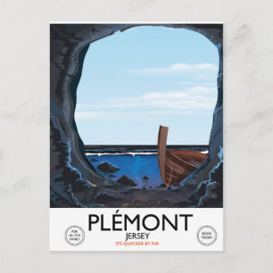 Plémont Caves,Jersey vintage travel poster Postcard