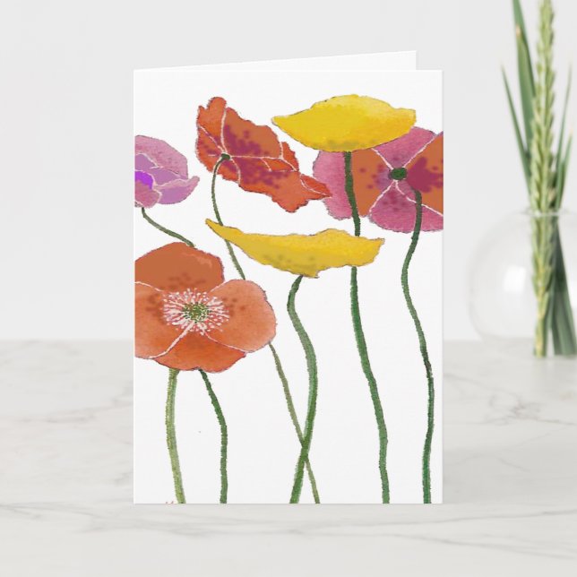 Plentiful Colourful Poppies Easter Card (Front)