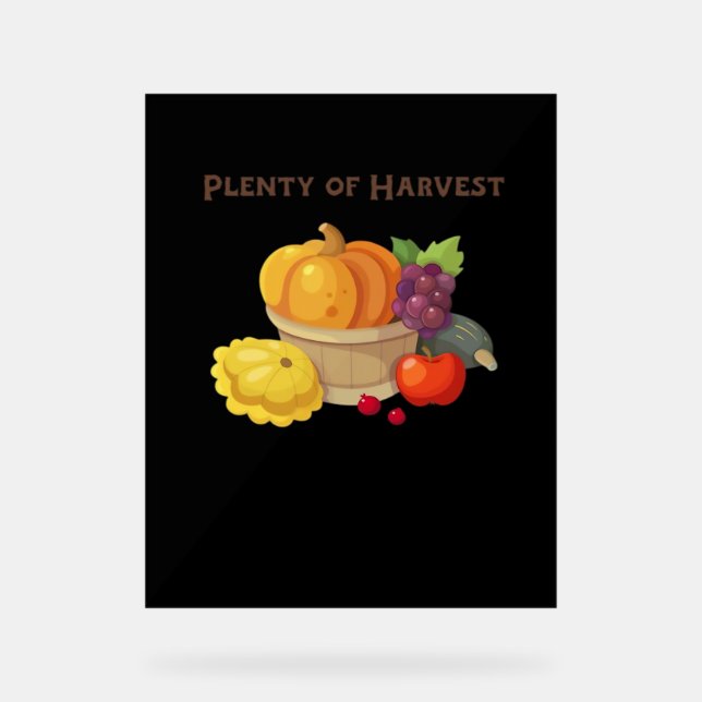 Plenty of Harvest – Autumn Basket of Produce Illus Acrylic Sign (Front)