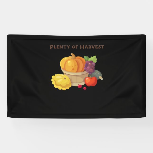 Plenty of Harvest – Autumn Basket of Produce Illus Banner (Horizontal)