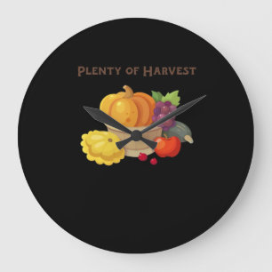 Plenty of Harvest – Autumn Basket of Produce Illus Large Clock