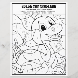 Plesiosaurus Dinosaur Colouring Page By Number