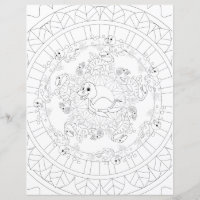 Plesiosaurus Dinosaur Mandala Kids Colouring Page