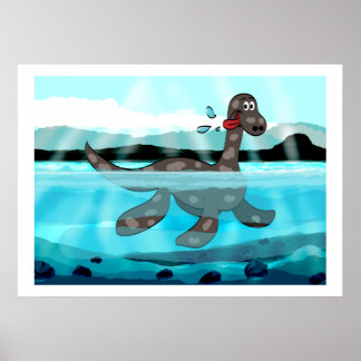 Plesiosaurus Dinosaur Painting Poster