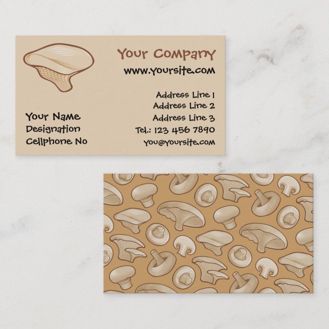 Pleurotus Mushroom Icon Business Card (Front/Back)
