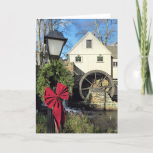 Plimoth Grist Mill at Jenney Pond in Plymouth, MA Holiday Card