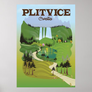 Plitvice Croatia travel poster