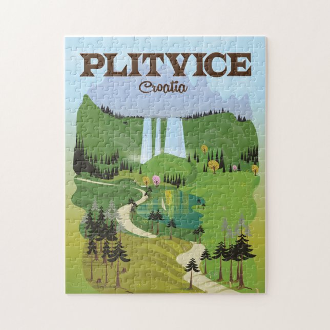 Plitvice Croatia travel poster Jigsaw Puzzle (Vertical)