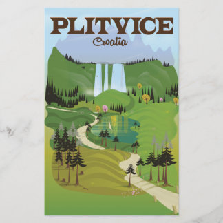 Plitvice Croatia travel poster Stationery