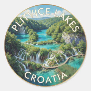 Plitvice Lakes Croatia Turquoise Waterfalls Classic Round Sticker