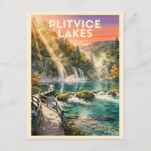 Plitvice Lakes Croatia Vintage Postcard