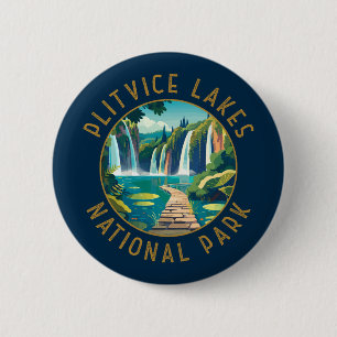 Plitvice Lakes National Park Croatia Distressed 6 Cm Round Badge