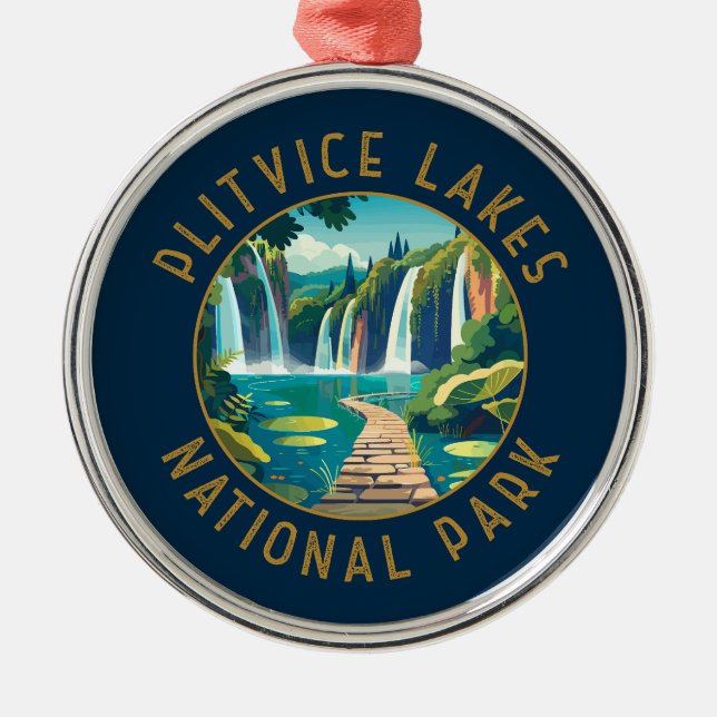 Plitvice Lakes National Park Croatia Distressed Metal Tree Decoration (Front)