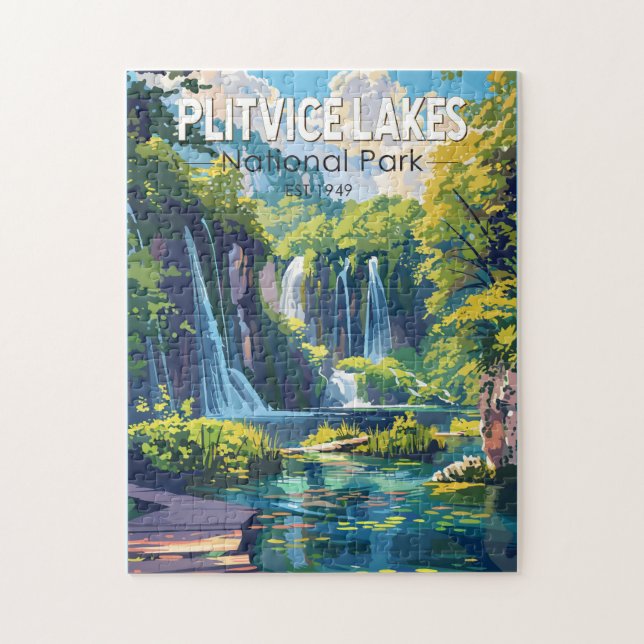 Plitvice Lakes National Park Croatia Travel Art Jigsaw Puzzle (Vertical)
