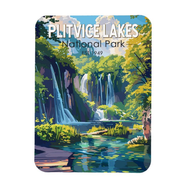 Plitvice Lakes National Park Croatia Travel Art Magnet (Vertical)