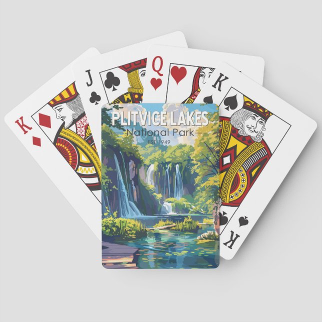 Plitvice Lakes National Park Croatia Travel Art Playing Cards (Back)