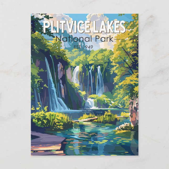 Plitvice Lakes National Park Croatia Travel Art Postcard (Front)