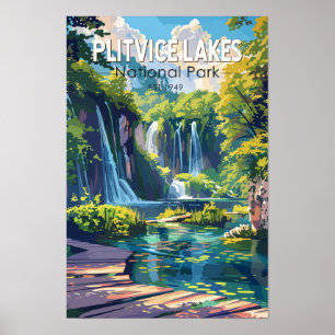 Plitvice Lakes National Park Croatia Travel Art Poster