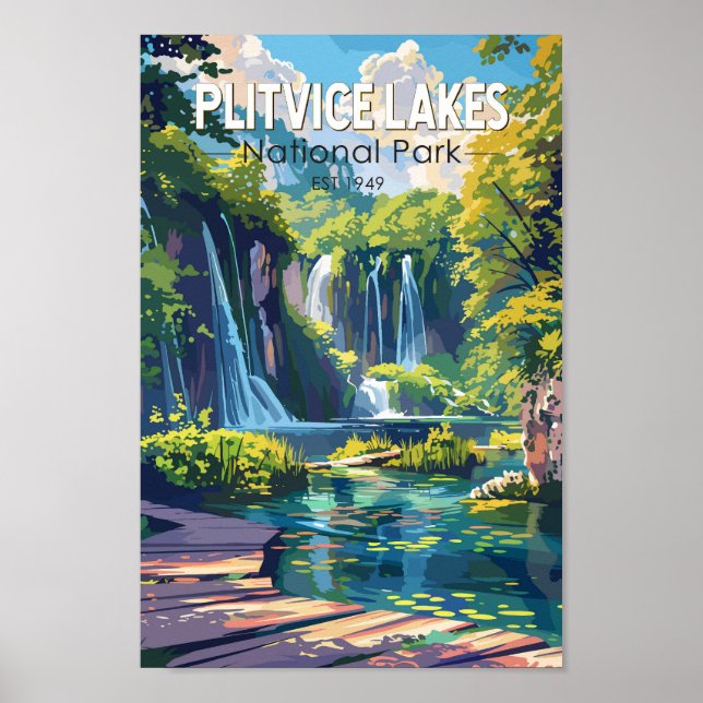 Plitvice Lakes National Park Croatia Travel Art Poster (Front)